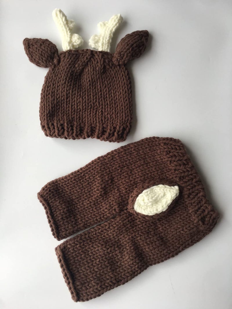 PinboÂ® Newborn Baby Photography Prop Crochet Knitted Deer Hat Pants - Image 4